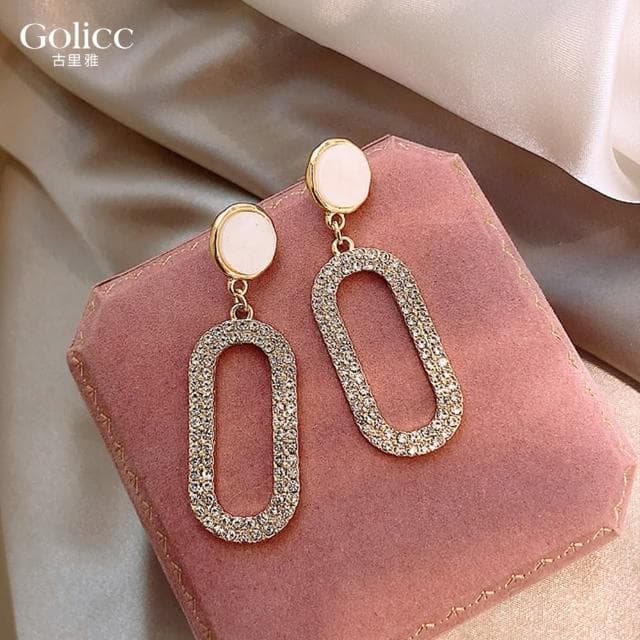 【Golicc】耳環 韓版 鑲鑽(母親節 生日 情人節 飾品 耳釘 耳飾 耳墜 禮物)