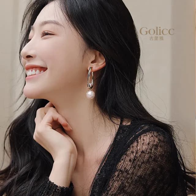【Golicc】耳環 貴氣 珍珠(雙11 聖誕節 生日 飾品 耳釘 耳飾 耳墜 禮物)