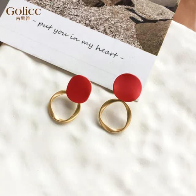 【Golicc】耳環 簡約 復古(七夕 情人節 生日 飾品 耳釘 耳飾 耳墜 禮物)
