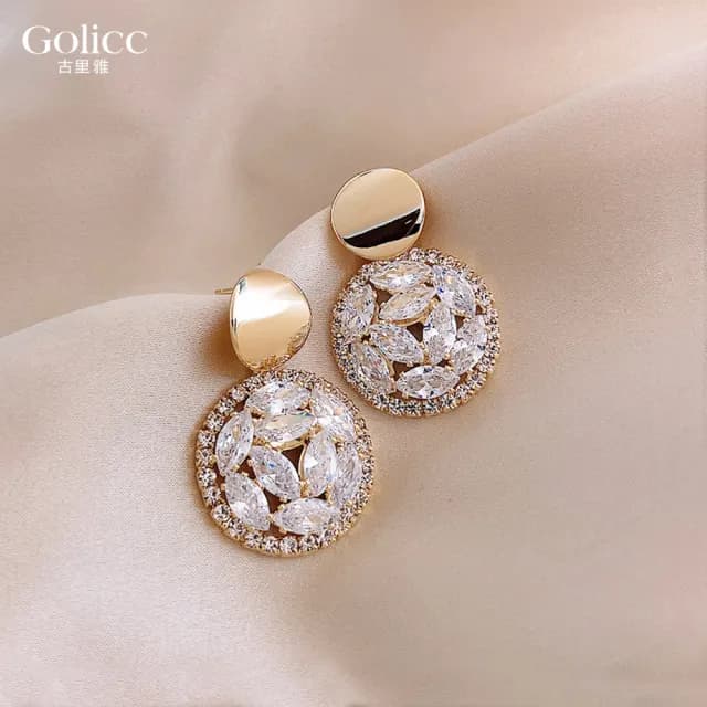 【Golicc】璀璨 圓形 耳環(99購物限定 生日 飾品 耳釘 耳飾 耳墜 禮物)