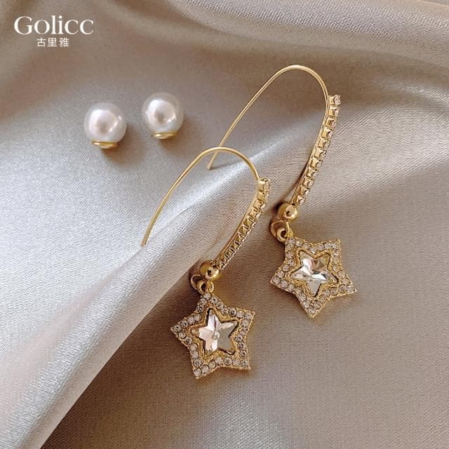 【Golicc】耳環 五角星(母親節 生日 情人節 飾品 耳釘 耳飾 耳墜 禮物)