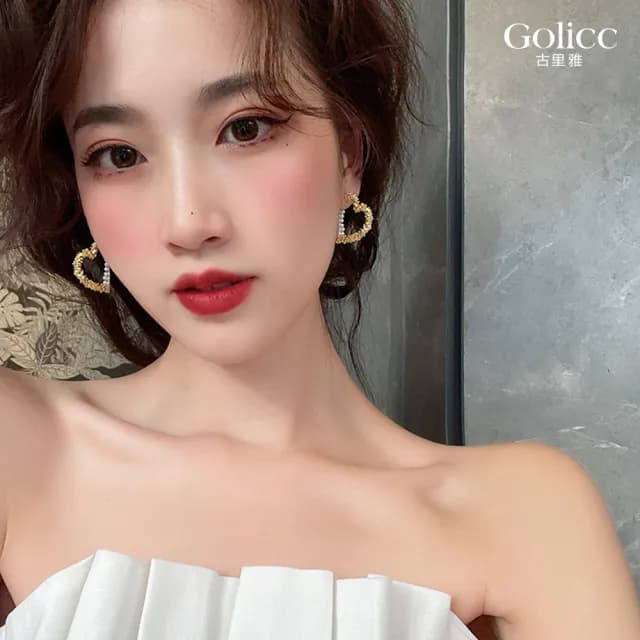 【Golicc】桃心 珍珠 耳環(七夕 情人節 生日 飾品 耳釘 耳飾 耳墜 禮物)