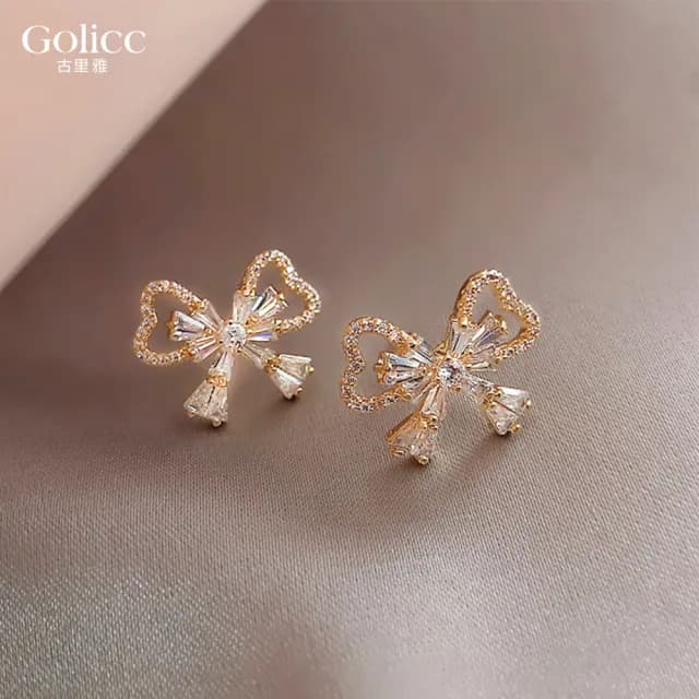 【Golicc】耳環 蝴蝶結(七夕 情人節 生日 飾品 耳釘 耳飾 耳墜 禮物)