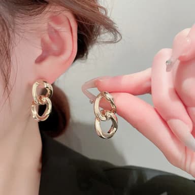 【Golicc】耳環 照后者 同款 纏繞 鍊條(七夕 情人節 生日 飾品 耳釘 耳飾 耳墜 禮物)