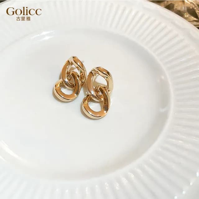 【Golicc】耳環 照后者 同款 纏繞 鍊條(七夕 情人節 生日 飾品 耳釘 耳飾 耳墜 禮物)
