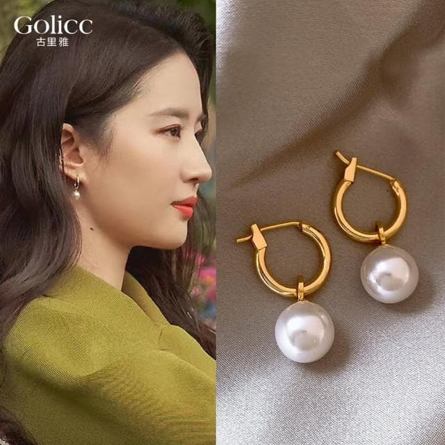 【Golicc】耳環 明星同款 最愛經典珍珠(母親節 生日 情人節 飾品 耳釘 耳飾 耳墜 禮物)
