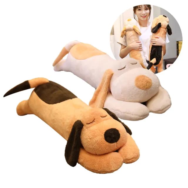 【YOLU】60cm 狗狗趴睡毛絨公仔抱枕 柔軟超大玩偶娃娃 兒童睡覺枕(節日禮物/兒童節/交換禮物)