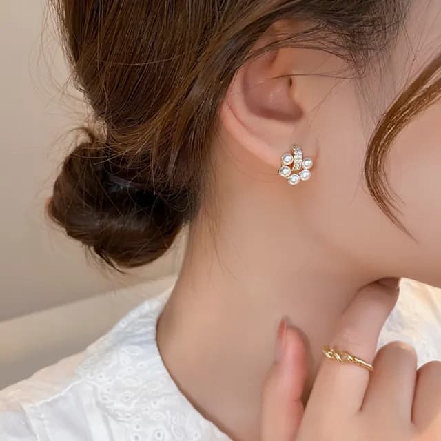 【Golicc】耳環 珍珠圈 鋯石(99購物限定 生日 耳飾 飾品 禮物)