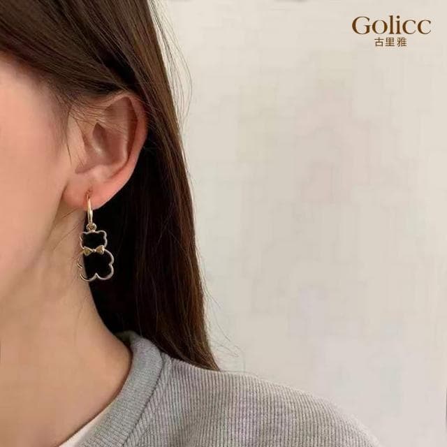 【Golicc】耳環 日韓 可愛 簍空 小熊(母親節 生日 情人節 飾品 耳釘 耳飾 耳墜 禮物)