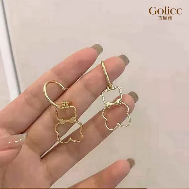 【Golicc】耳環 日韓 可愛 簍空 小熊(七夕 情人節 生日 飾品 耳釘 耳飾 耳墜 禮物)