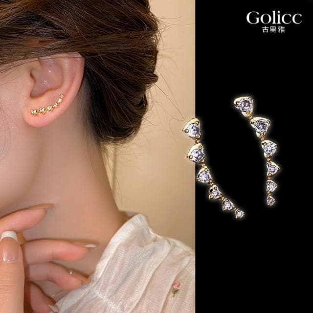 【Golicc】耳環 金色 愛心(母親節 生日 情人節 飾品 耳釘 耳飾 耳墜 禮物)