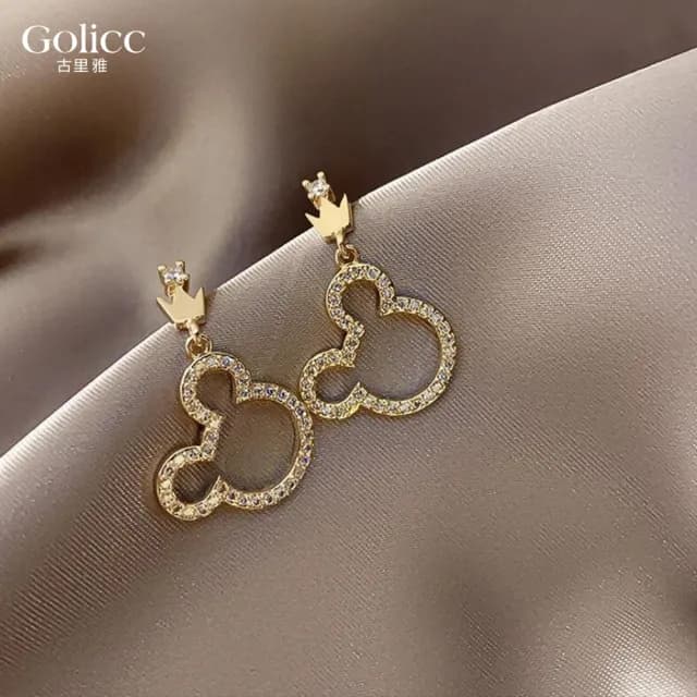 【Golicc】耳環 滿鑽 簍空 小熊(七夕 情人節 生日 飾品 耳釘 耳飾 耳墜 禮物)