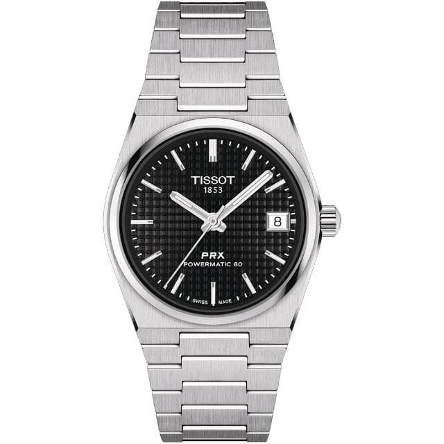 【TISSOT 天梭 官方授權】PRX系列 復古風酒桶型淑女機械錶-35mm 情人節 禮物(T1372071105100)