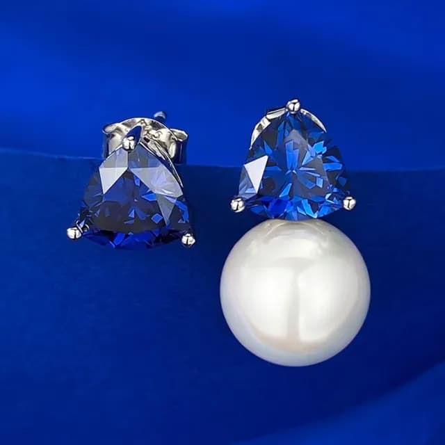 【米蘭精品】現貨+預購 珍珠耳環925純銀耳針(三角形鋯石11mm貝珠女飾品聖誕節交換禮物74gh22)