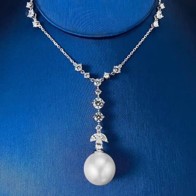 【米蘭精品】現貨+預購 珍珠項鍊925純銀吊墜(16mm鋯石流蘇氣質女飾品聖誕節交換禮物74gh2)