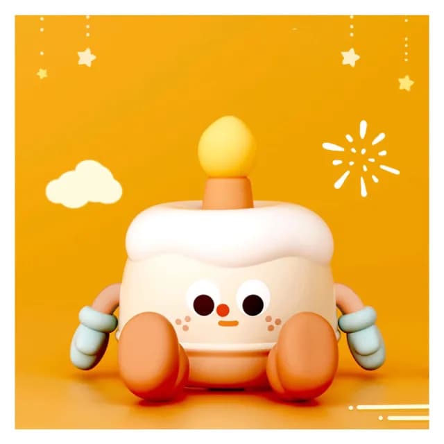 【Qcake】韓系人偶生日蛋糕矽膠拍拍燈(小夜燈 手機支架 燈光調節 定時 造型 氛圍燈 照明燈 禮物 床頭燈)