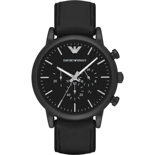 【EMPORIO ARMANI】Classic 經典霧黑三眼計時手錶-46mm 禮物 送禮 推薦(AR1970)