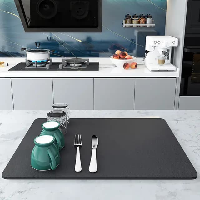 【fioJa 費歐家】40x50cm廚房置物吸水桌墊  餐具瀝水墊 碗盤吸水(杯墊 流理臺墊　居家必備水杯墊)