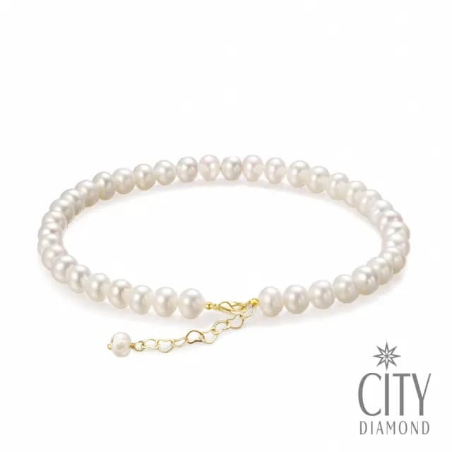 【City Diamond 引雅】天然珍珠 4-5mm 愛心 手鍊(職人工藝系列)