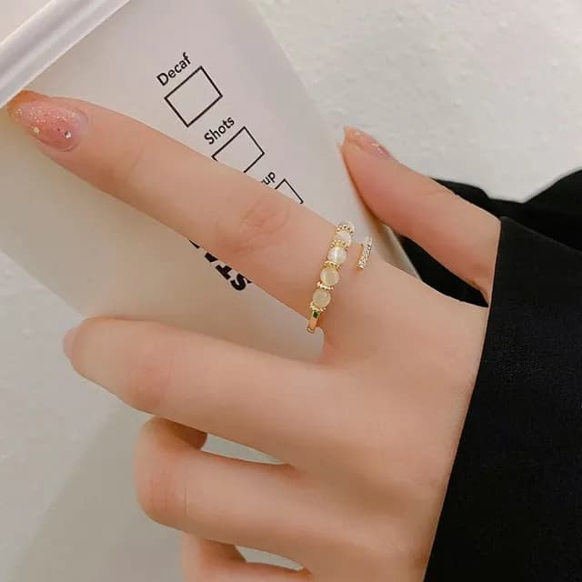 【Gulicc】戒指 微鑲 閃鑽 貓眼石(雙11 聖誕節 生日 造型戒 食指戒 尾戒 禮物)