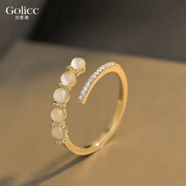 【Gulicc】戒指 微鑲 閃鑽 貓眼石(雙11 聖誕節 生日 造型戒 食指戒 尾戒 禮物)