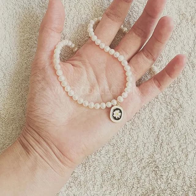 【LEEHER】雙11 小雛菊吊牌珍珠鏈/歐美項鍊/珍珠項鍊/小香項鍊/復古項鍊/巴羅克珍珠項鍊/短項鍊