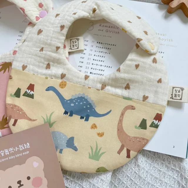 【Liannebaby】女寶嬰兒禮物 六層紗手作圍兜兩入組(彌月禮盒 嬰兒禮物 週歲禮)