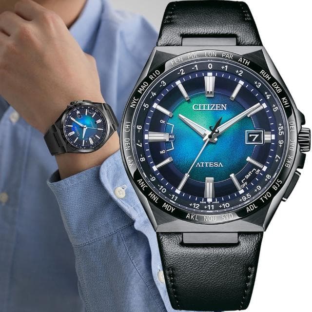 【CITIZEN 星辰】ATTESA 系列 千彩之海 鈦金屬藍色光動能電波對時 男錶  手錶 畢業 禮物 推薦(CB0215-18L)