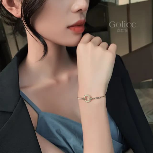 【Golicc】手鍊 滿鑽 圓環(七夕 情人節 生日 手環 手繩 首飾 飾品 禮物)