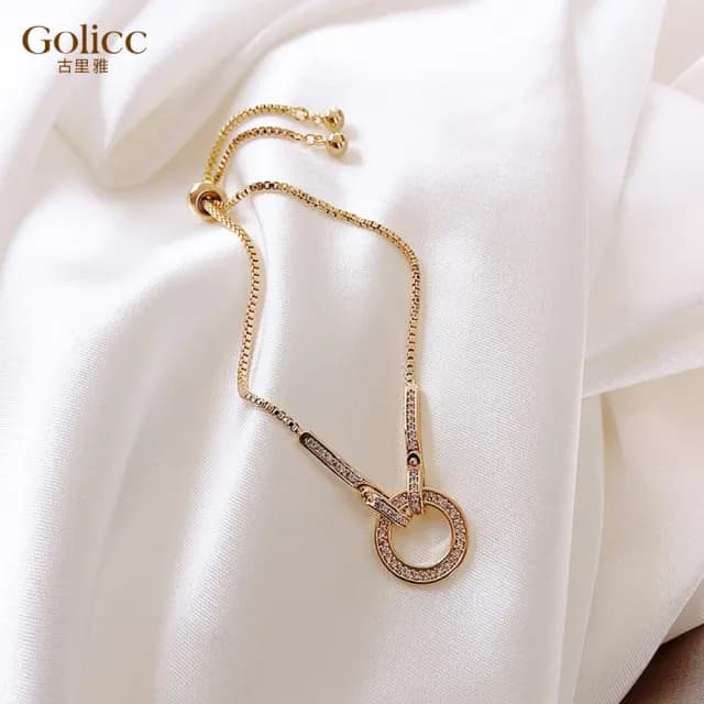 【Golicc】手鍊 滿鑽 圓環(七夕 情人節 生日 手環 手繩 首飾 飾品 禮物)