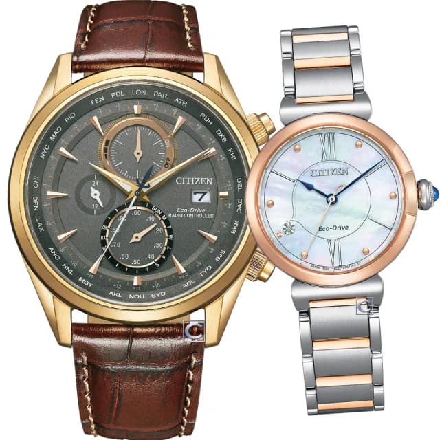 【CITIZEN 星辰】Eco-Drive 相伴一生光動能對錶 手錶 畢業 禮物 推薦(AT8263-10H+EM1074-82D)