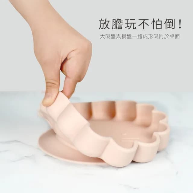 【PUKU 藍色企鵝】蒔蘿鉑金矽膠餐具禮盒7件組(茉莉藍/蔓茶粉/松花杏)