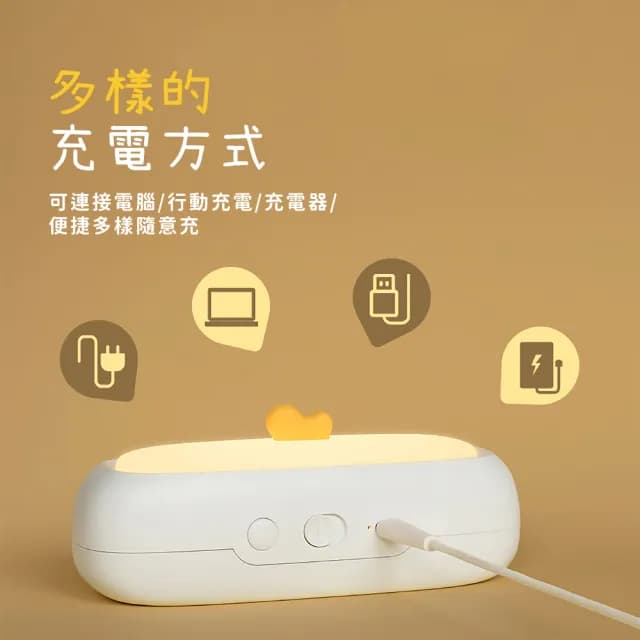 【白亮亮】萌趣大嘴鴨造型可調光小夜燈(定時關燈 USB 床頭燈 起夜哺乳燈 檯燈 裝飾品 柔光燈 生日禮物)