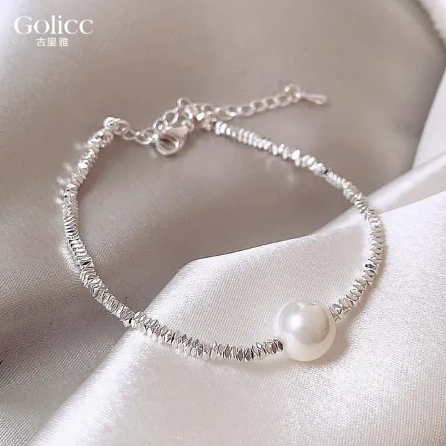 【Golicc】輕奢碎銀子 柔美珍珠手鍊(99購物限定 生日 手環 手繩 首飾 飾品 禮物)
