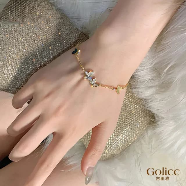 【Gulicc】手鍊 日韓 時尚 鑲鑽 蝴蝶(雙11 聖誕節 生日 手環 手繩 首飾 飾品 禮物)