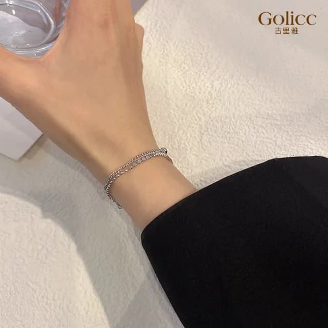 【Golicc】手鍊 嘻哈 金屬 雙層(七夕 情人節 生日 手環 手繩 首飾 飾品 禮物)