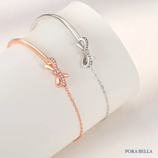 【Porabella】925純銀 蝴蝶結手鍊 輕奢ins小香風 滿鑽少女心手鏈 情人節禮物 Bracelets