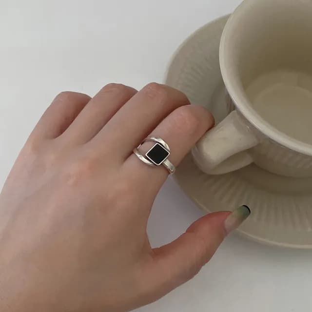【KT DADA】包包 可調節戒指 不規則戒指 女生生日禮物 純銀戒指 銀戒指 開口戒指 方形戒指 個性戒指