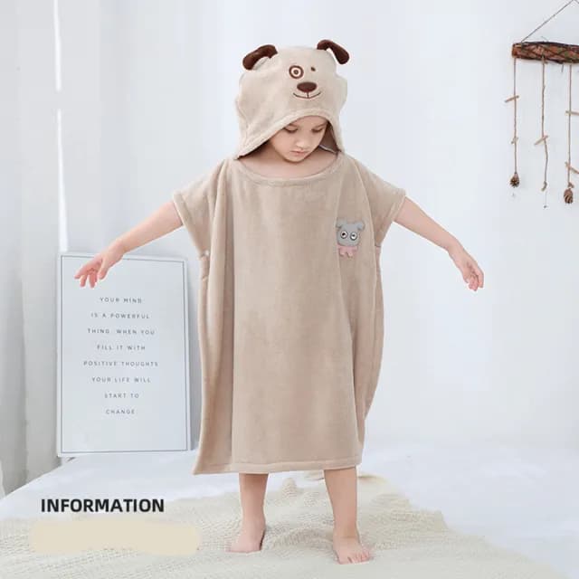 【Vanibaby】連帽浴巾衣(動物造型 吸水珊瑚絨)