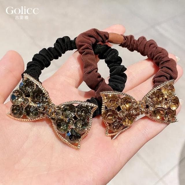 【Golicc】髮圈 韓國 大水鑽 蝴蝶結(母親節 生日 情人節 髮飾 髮帶 飾品 禮物)