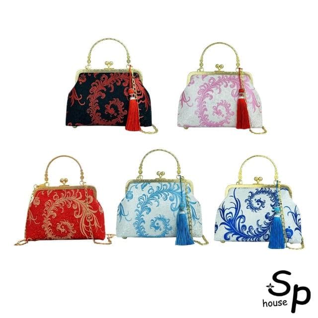 【Sp house】母親節禮物 喜慶鳳凰花刺繡單背女用手提鍊條包(5款可選)