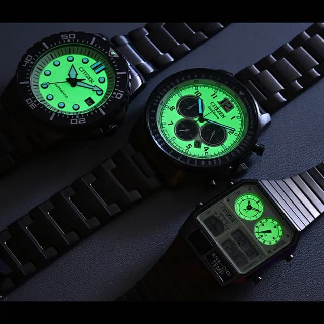 【CITIZEN 星辰】夜光型者80年代復古手錶 指針/數位/溫度顯示 七夕 情人節禮物(JG2147-85X)