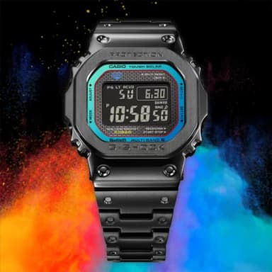 【CASIO 卡西歐】G-SHOCK 彩虹光譜 全金屬太陽能電波手錶 送禮 禮物 推薦(GMW-B5000BPC-1)
