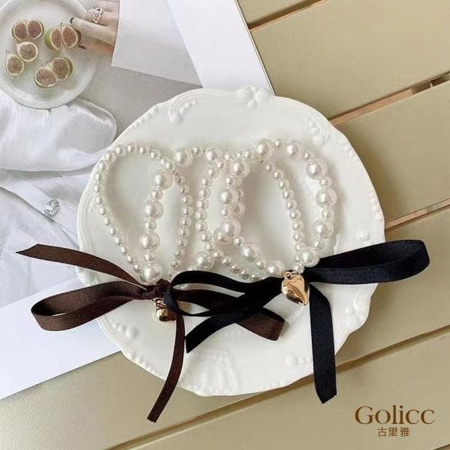 【Golicc】髮圈 小香風 珍珠 蝴蝶結 髮圈(母親節 生日 情人節 髮飾 頭飾 大腸圈 髮夾 禮物)
