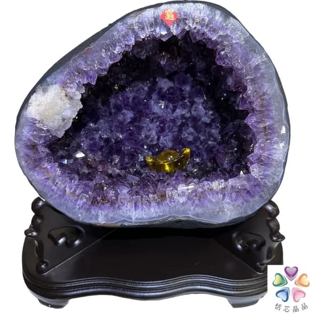 【恬芯晶品】9.16kg巴西頂級紫晶圓洞聚寶盆AM30(桌上型聚財招財貴人開運風水擺件帝王紫水晶洞新居禮物)