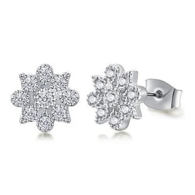 【米蘭精品】現貨+預購 925純銀耳環鑲鑽耳飾(時尚精緻閃亮雪花情人節生日聖誕節交換禮物女飾品3色73kp6)