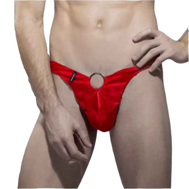 【愛衣朵拉】紅色開運內褲 男款情趣內褲 鐵環低腰內褲(情人節禮物)