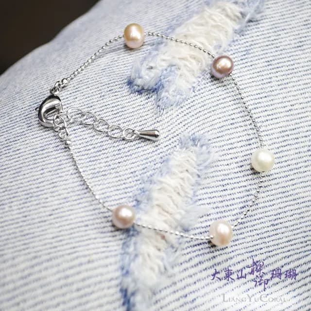 【大東山樑御珊瑚】天然多色珍珠時尚手鍊(6-6.5mm)