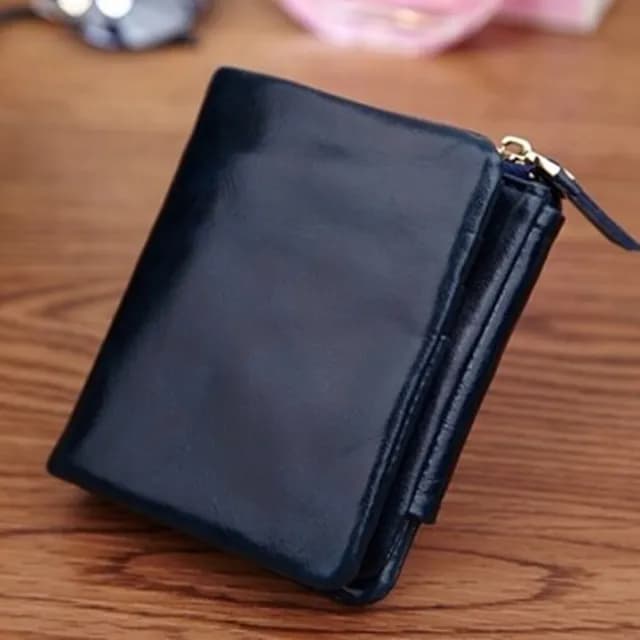 【米蘭精品】情人節禮物 現貨+預購 真羊皮短夾真皮錢包手拿包女包包(純色油蠟皮復古大容量三折女包73eb56)
