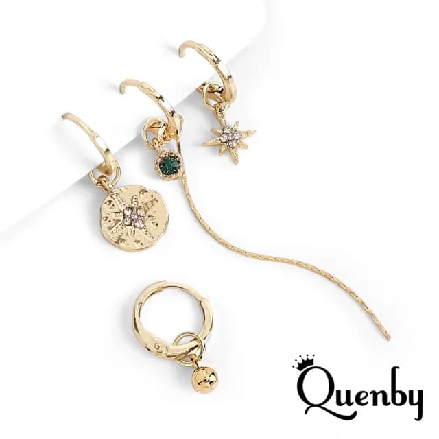 【Quenby】韓國同步流行款 簡約百搭仿耳扣感4入組耳環(耳針/飾品/配件) - momo購物網 - 好評推薦 -